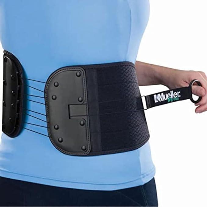 Mueller Sports Medicine Adjustable Back & Abdominal Support, Belt, Back Pain Relief Support for Men and Women, Ideal for Lower Back Pain, Weakness, Fatigue, Black, One Size