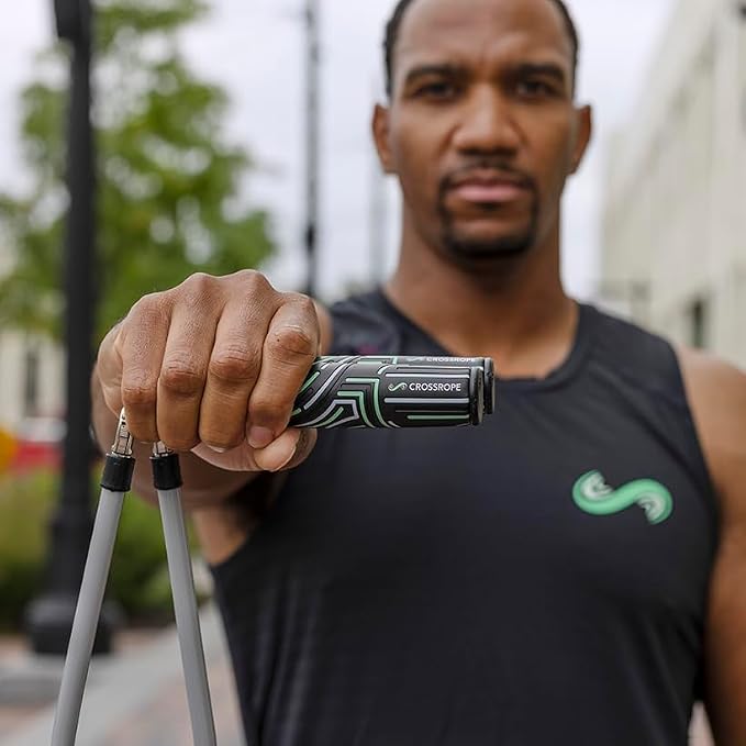 Crossrope Get Strong Weighted Jump Rope Set for Strength | Power Handles with 1 and 2 lb weighted ropes to build power and endurance. Designed for full-body, strength-focused workouts.