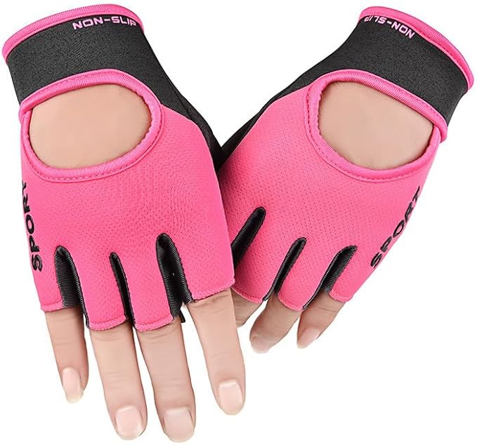 Workout-Gloves for Men Women Fingerless-Weightlifting Non-Slip Sport-Gloves | Women lightweight breathable Fabric, Non-Slip palms adjustable wrist straps for gym fitness training and cycling