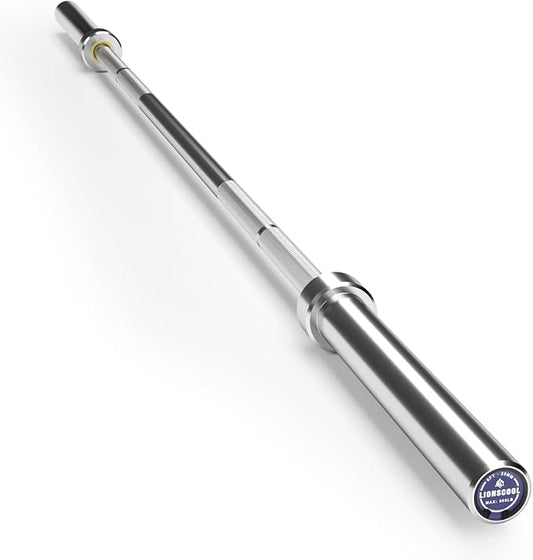 LIONSCOOL 4ft/4.9ft/6ft 2-Inch Olympic Barbell for Strength Training | Weightlifting, Squat, Curl, Deadlift, Press, Hip Thrust Straight Weight Bar, 350/500lbs Capacity, Chrome, Black, Silver, Red