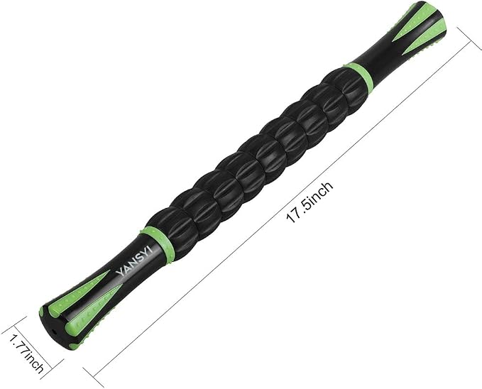 YANSYI Professional 9-Roller Deep Tissue Massage Stick - Portable Muscle Recovery Roller for Athletes, Relieves Post-Workout Soreness & Leg/Back Pain - Portable Physio Tool (Black)