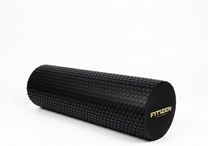 Foam Roller for Muscle Massage, Stiff Back Pain Relief, Physical Therapy, Deep Tissue, Exercise Equipment for Home Gym, Stress, Yoga, Pilates for the fit Citizen (Black, Medium 18 x 6 Inches)