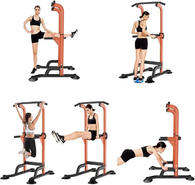 SogesHome Multi-Function Power Tower Pull Up Bar Dip Station for Home Gym | Height Adjustable PullUp Dip Stand, Full Body Strength Training Equipment, Fitness Workout for Push Ups Dips, 330LB Capacity
