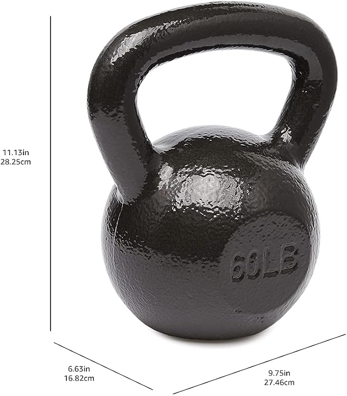 Amazon Basics Cast Iron Kettlebell for Strength Training, Textured Wide Handle, Black