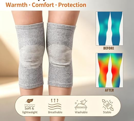 2 PAIRS 4 Pcs Bamboo Charcoal Compression Knee Sleeve Brace | Compression Support, Knee Brace, 2 Pairs Included, Charcoal Infused, Sleeve Design