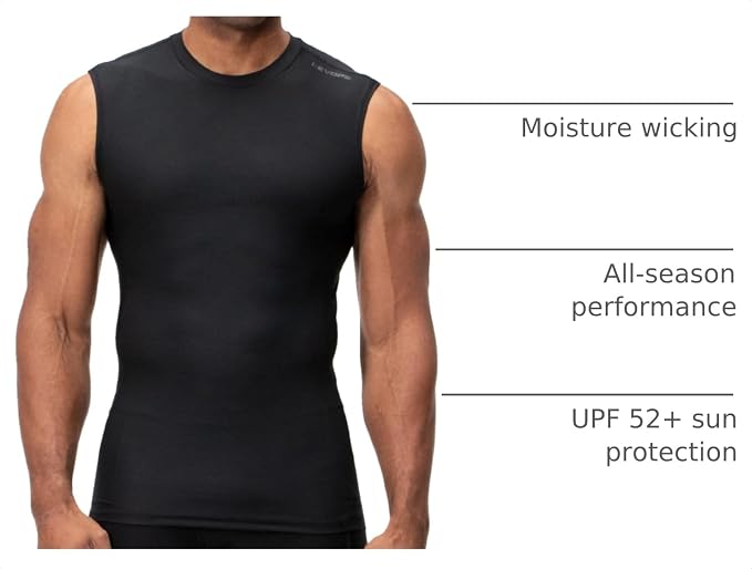 DEVOPS 3 Pack Men's Compression Shirts Sleeveless Tank Top Baselayer | Gym Training, Running, Moisture Wicking, Compression Fit, 4-Way Stretch, UPF 50+, Sleeveless