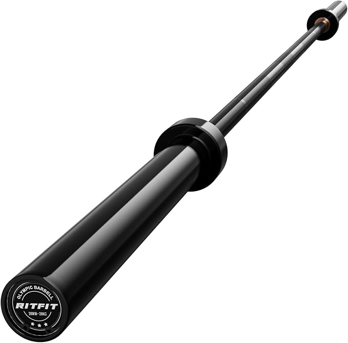 RitFit Elite 7ft Olympic Barbell, Robust 45lb Barbell for Weightlifting and Powerlifting, Superior Olympic Bar with Exceptional 500lbs Load Capacity, Weight Bar for 2” Standard Plates
