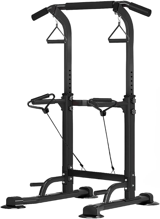 Power Tower Pull Up Dip Station Adjustable Height Multifunctional Home Strength Training Fitness Exercise Equipment, Simple Installation
