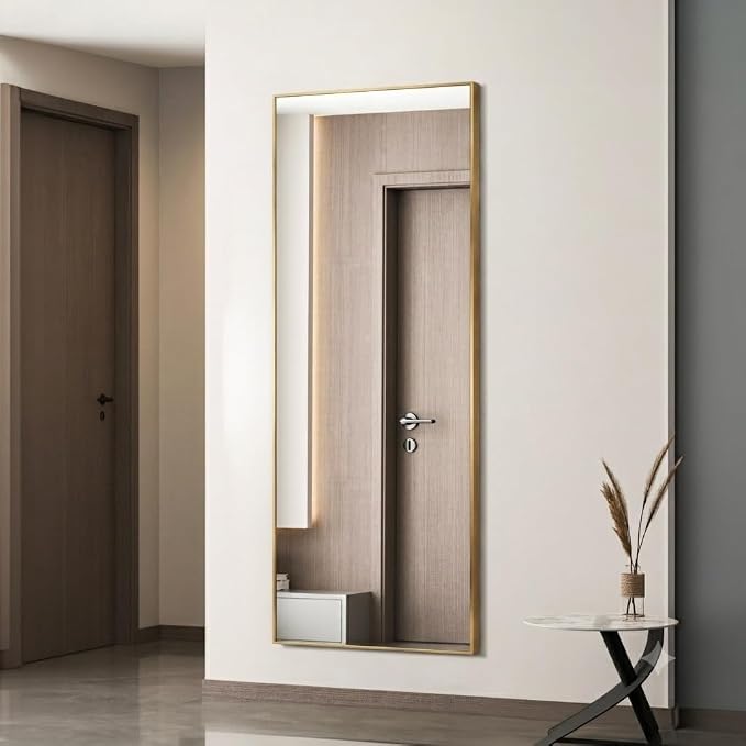Simple Deluxe Full Length Mirror, 64"×21" Large Floor Mirrors, for Wall Door Bedroom Bathroom Living Room (Gold)