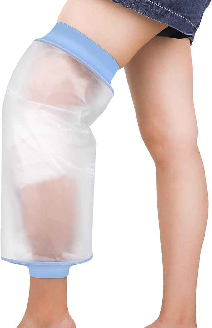 Zoyehoo Waterproof Knee Cover for Shower Adult After Surgery, Reusable | Knee Surgery Shower Cover Watertight Cast Protector for Replacement Surgery Wound Burns Broken, Soft Stretchy