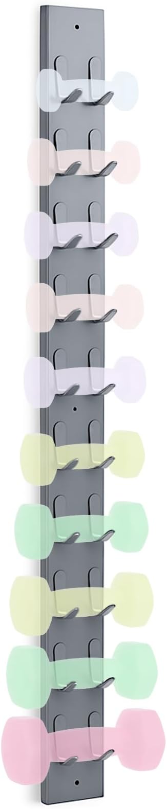 Zonon 50 Inch Dumbbell Wall Rack 10 Capacity Metal Heavy Duty Dumbbell Storage Holder for Space-Saving Home Gym Hardware Included