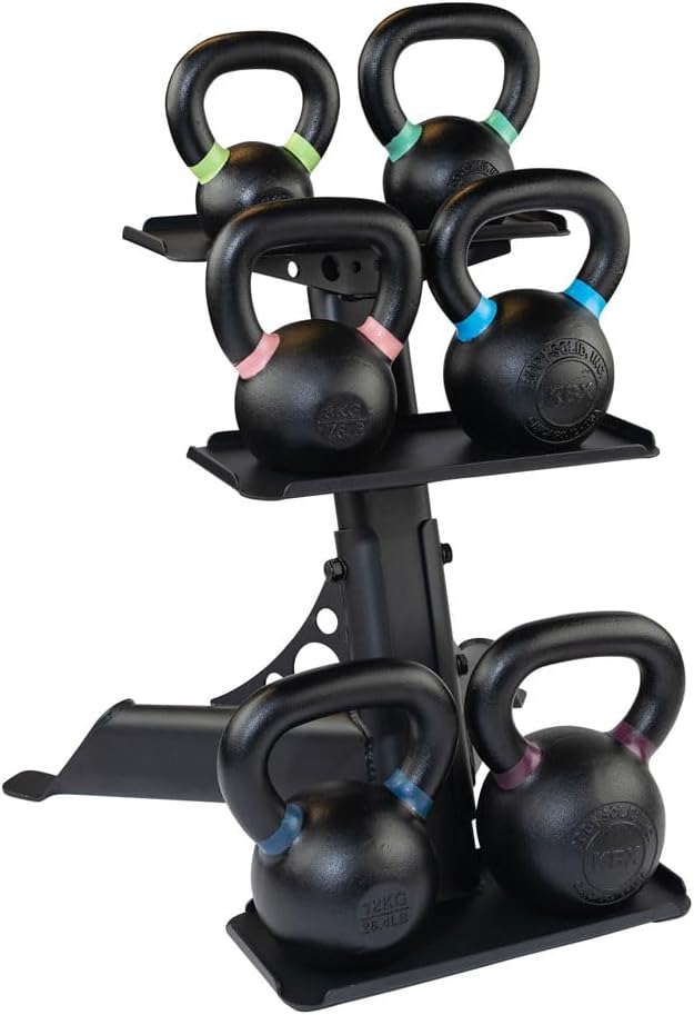 Body-Solid (GDKR50B) 3-Tier Kettlebell Rack - Compact, Durable Kettlebells Weight Stand for Home Gym, Fits 5-50 lb Kettle bells | Compact. Durable Kettlebells Weight Stand for Home Gyms. Fits 5-50 lb Kettle bells.