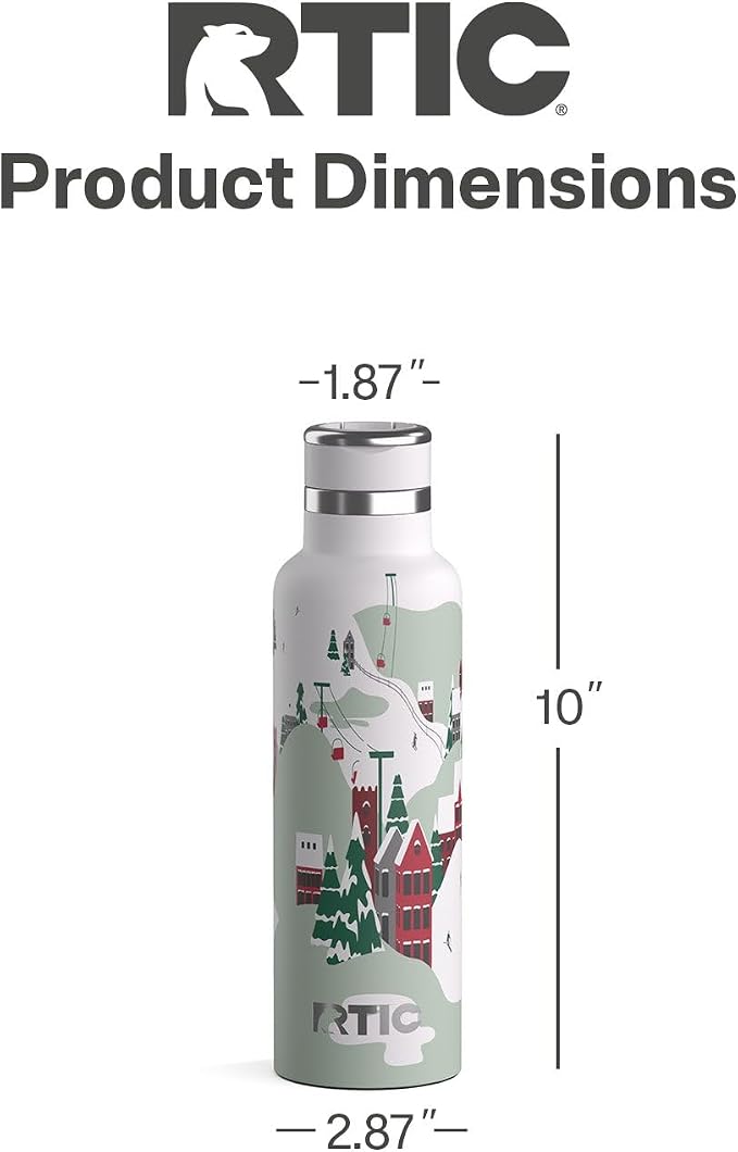 RTIC 20oz Journey Water Bottle Ceramic Lined Metal Stainless Steel Vacuum Insulated, BPA Free, Reusable, for Water, Hot and Cold Drinks, Travel, Sports, Camping, Apres Ski