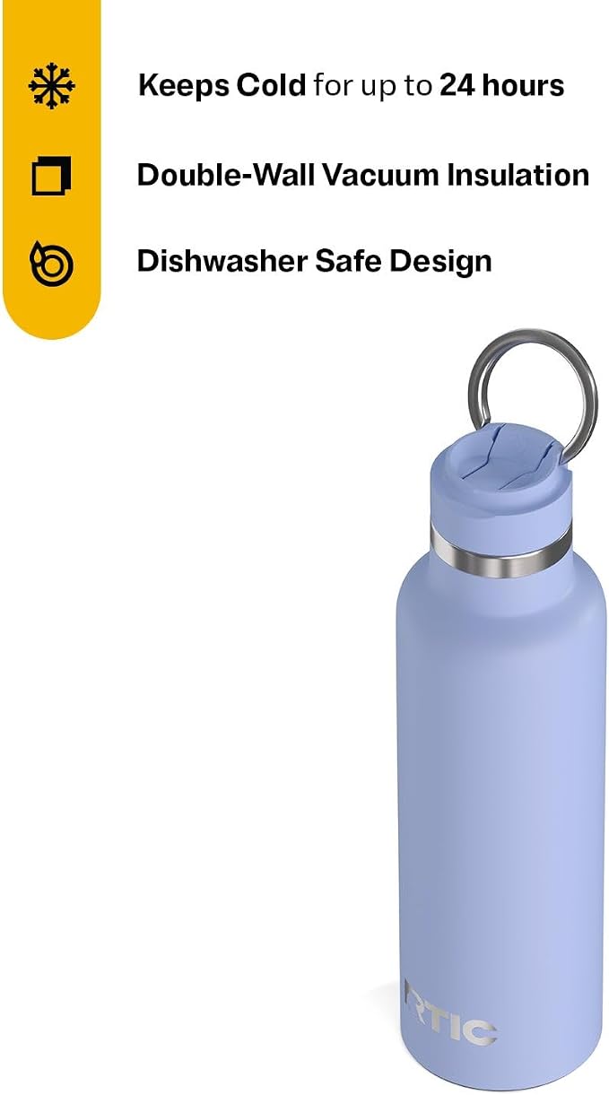 RTIC 20oz Journey Bottle Metal Stainless Steel Vacuum Insulated, BPA Free, Reusable, for Water, Hot and Cold Drinks, Travel, Sports, Camping, Periwinkle