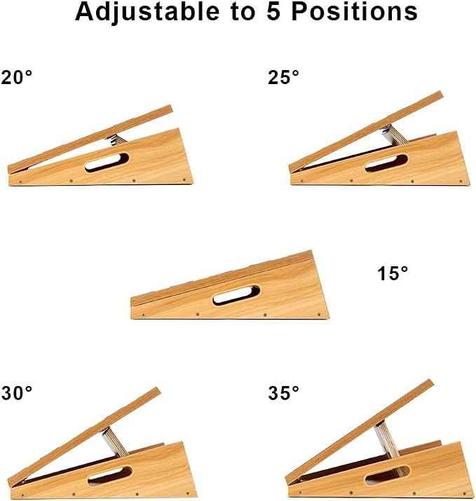 StrongTek Extra Large Wooden Slant Board, Adjustable Incline Board and Calf Stretcher, Stretch Board, Extra Side Handle 16 X 18 Inches, 5 Positions (500 LB Capacity)