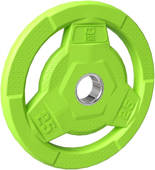 Color Coded 2-Inch Rubber Coated Olympic Grip Plate for Barbell,Solid Cast Iron Weight Plates for Strength Training, Weightlifting, Home Gym, 2.5/5/10/15/25/35/45 LB, Single and Pair