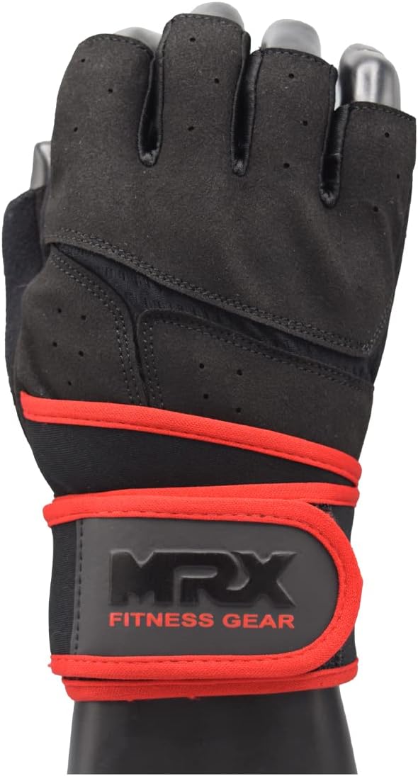 MRX Weightlifting Gloves for Men Workout Gloves Mens Wrist Support Lifting Gloves Male Gym Gloves | Workout Gym Accessories for Men Weight Lifting Fingerless Gym Exercise for Powerlifting
