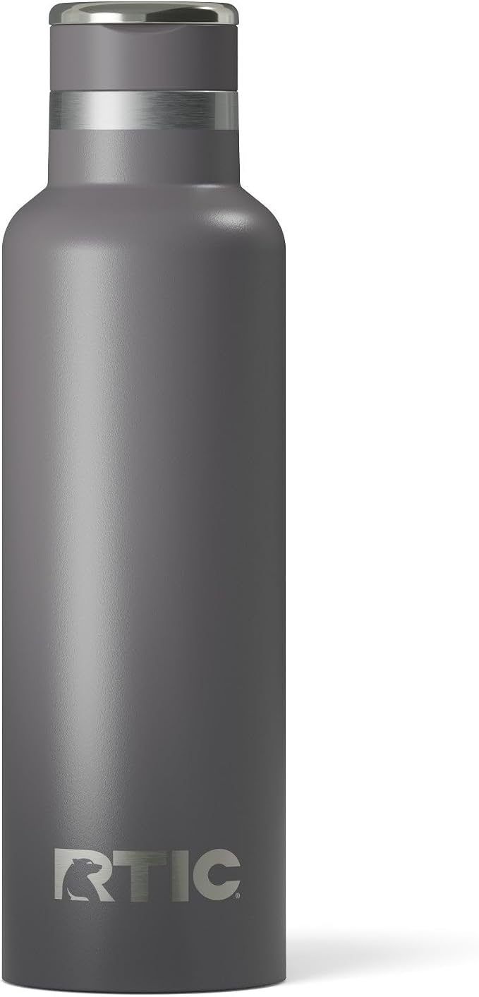 RTIC 20oz Journey Water Bottle, Ceramic Lined, Graphite | Stainless Steel Metal, Insulated for Hot and Cold Drinks, Sports, Travel and Camping