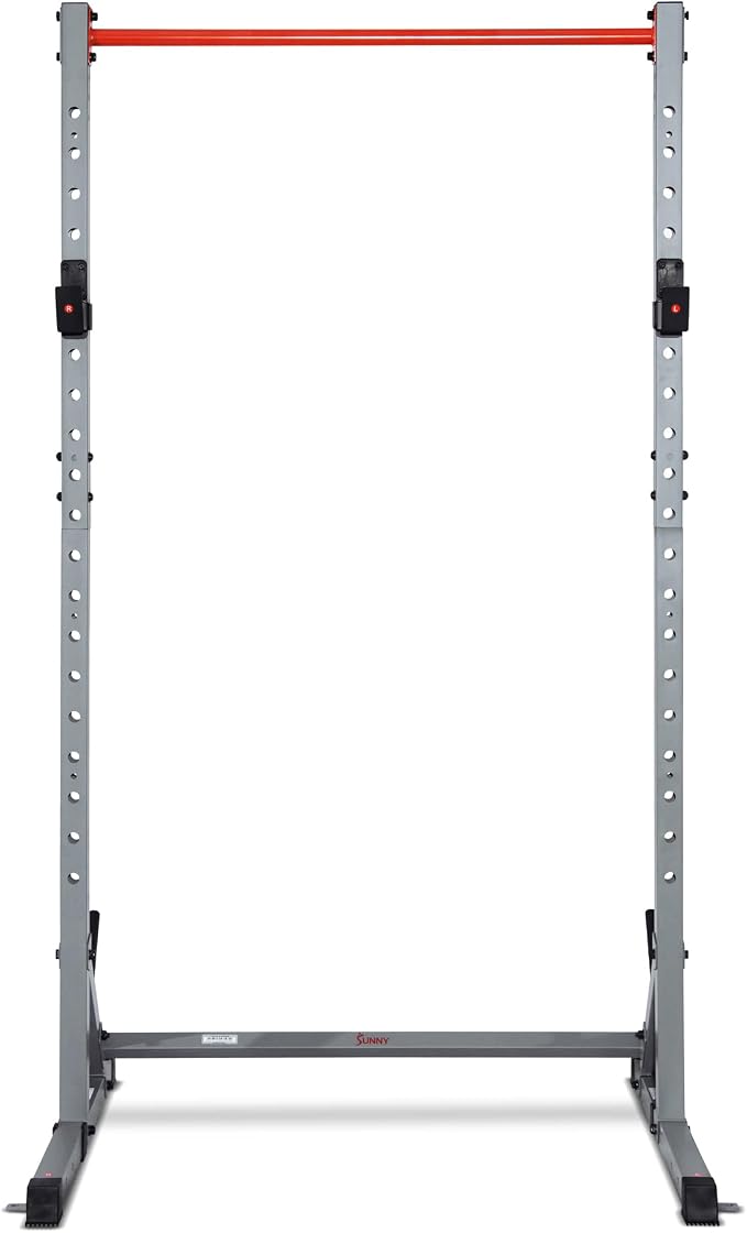 Sunny Health & Fitness Multifunctional Strength Training Home Gym – Complete Workout Equipment with Training Attachments, Optional Squat Stand, Power Rack Cage, Adjustable Incline Bench