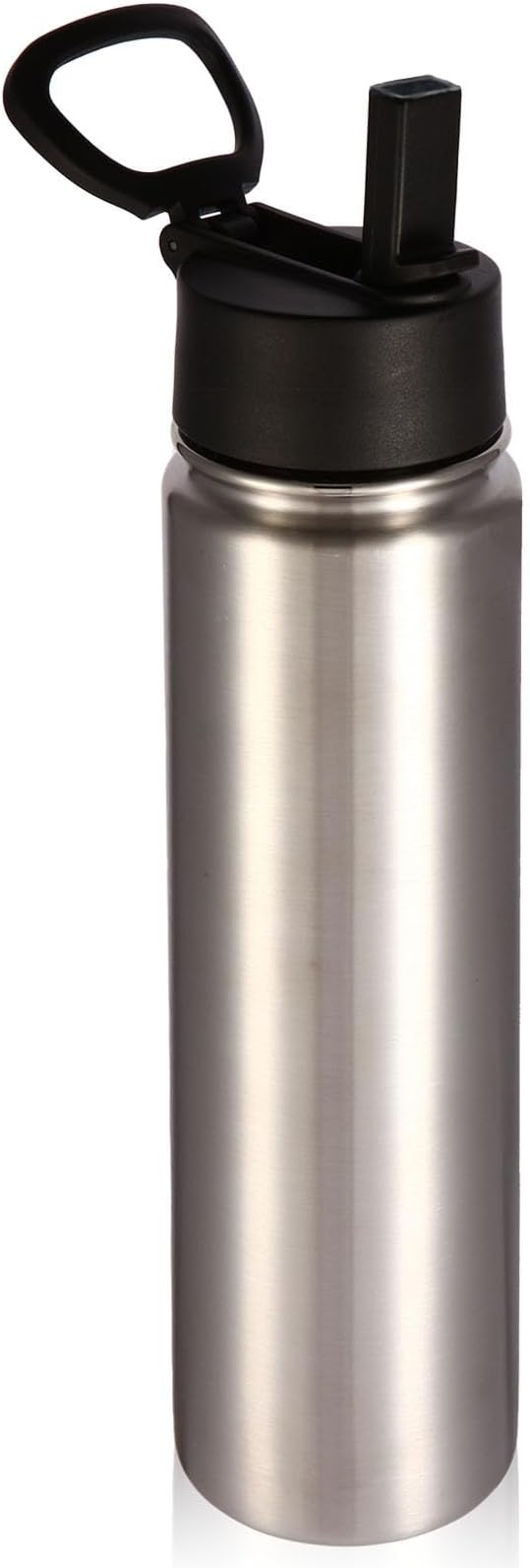 Volhoply 24 Ounce Insulated Water Bottle with Straw Lid,Stainless Steel Wide Mouth Sport Bottles with Handle,Double Wall Vacuum Cups Keep Cold,Reusable Travel Thermal Cups For Holder,Gym(Silver,1)