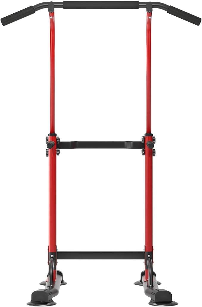 DlandHome Power Tower Pull Up Bar Dip Station,Adjustable Height Dip Stand | Multi-Function Fitness Equipment for Strength Training Home Gym,Stable Steel Frame for Pull Ups Dips Push Ups,Supports 330LBS
