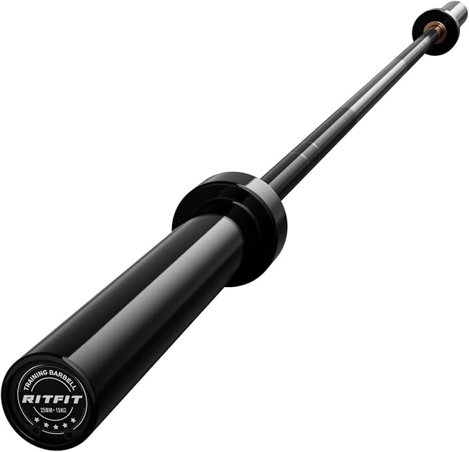 RitFit Elite 7ft Olympic Barbell, Robust 45lb Barbell for Weightlifting and Powerlifting, Superior Olympic Bar with Exceptional 500lbs Load Capacity, Weight Bar for 2” Standard Plates