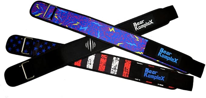 Bear KompleX 4" Straight Weightlifting Belt for at-Home Powerlifting, Squats, Weight Training and More. Low Profile with Super Firm Back for Maximum Stability & Exceptional Comfort