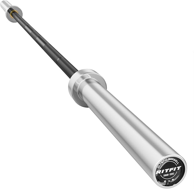 RitFit Elite 7ft Olympic Barbell, Robust 45lb Barbell for Weightlifting and Powerlifting, Superior Olympic Bar with Exceptional 500lbs Load Capacity, Weight Bar for 2” Standard Plates