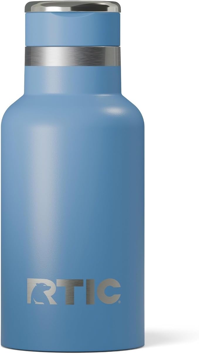 RTIC Little Journey Water Bottle with Straw, Ceramic-Lined, Insulated, Stainless Steel, Metal, Double Wall Vacuum-Insulation, Leak-Proof Lid, BPA-Free Water Flask for Sports, Travel, Denim