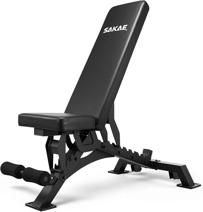 SAKAE Adjustable Weight Bench, 85° to -13° Incline, Decline & Flat Workout Bench for Home Gym, 1000LB Capacity with 9 Backrest Positions, Multi-Position Adjustability Gym Bench for Full Body Workout