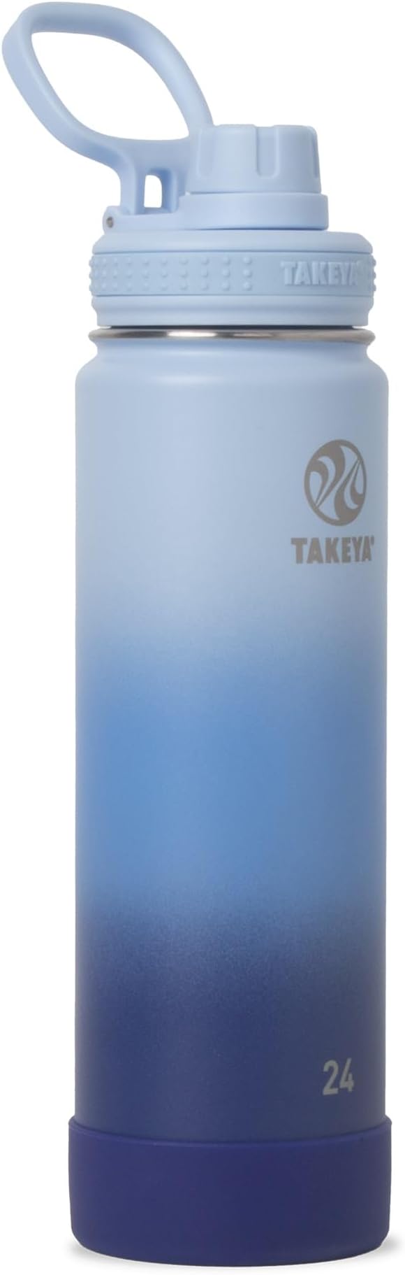 Takeya Actives Stainless Steel Water Bottle, Insulated Spout Lid, Keeps Drinks Cold 24 Hrs, Leakproof, Durable, Dishwasher Safe, Ideal for Gym, Travel, Fits Most Cup Holders, 24 oz/Ombre Pacific Blue