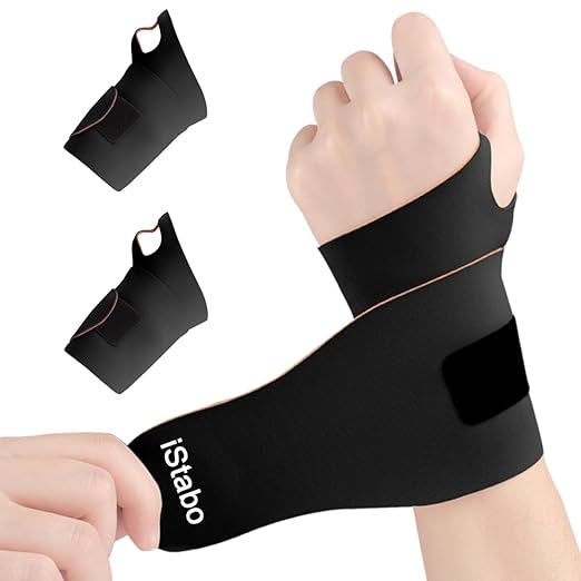 2 Pack Wrist Brace Support for Carpal Tunnel Pain Relief, Ultra Thin Elastic for Tear, Ulnar Wrist wraps Repetitive Wrist Use Injury, Fit Left or Right Hand, Small and Medium Hands Sizes