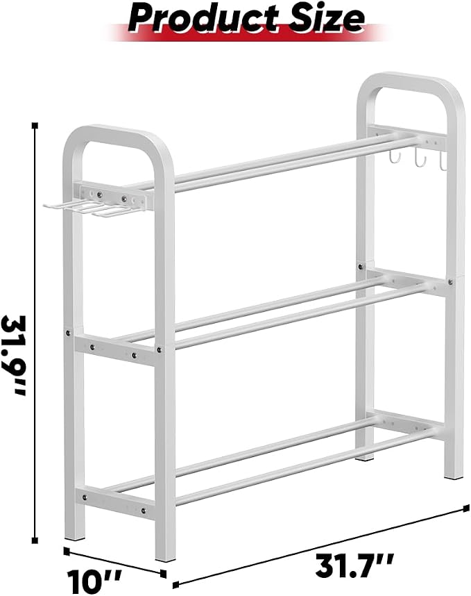 Adjustable Dumbbell Rack, Weight Storage Stand Holder for Dumbbells & Kettlebells, Heavy-Duty Home Gym Organizer with 6 Hook for Home Gym Equipment Accessories (Rack Only)