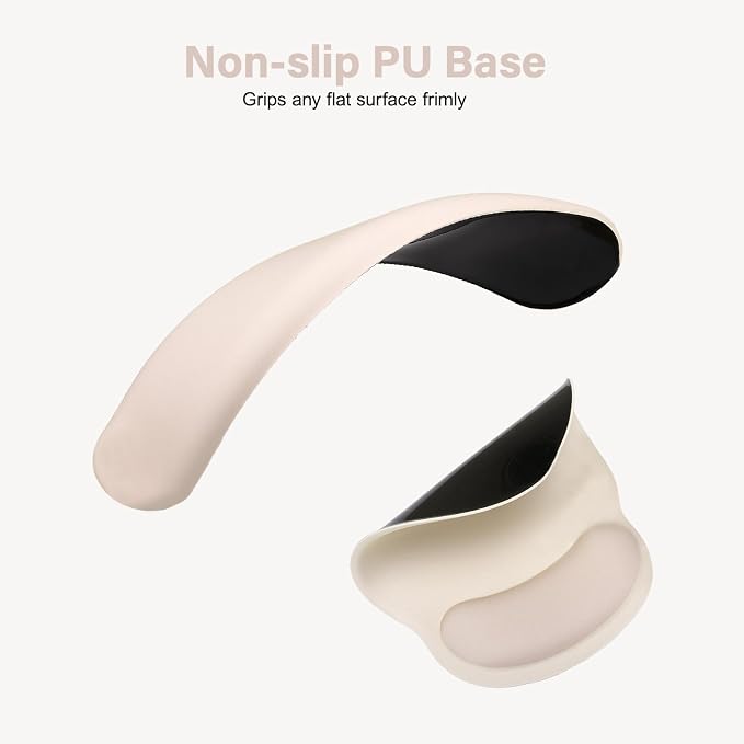 MOSISO Wrist Rest Support for Mouse Pad&Keyboard Set, Apricot | Circle Curved Ergonomic Mousepad Non-Slip Base Home/Office Pain Relief&Easy Typing Pad with Soft Cloth&Silicone Lining