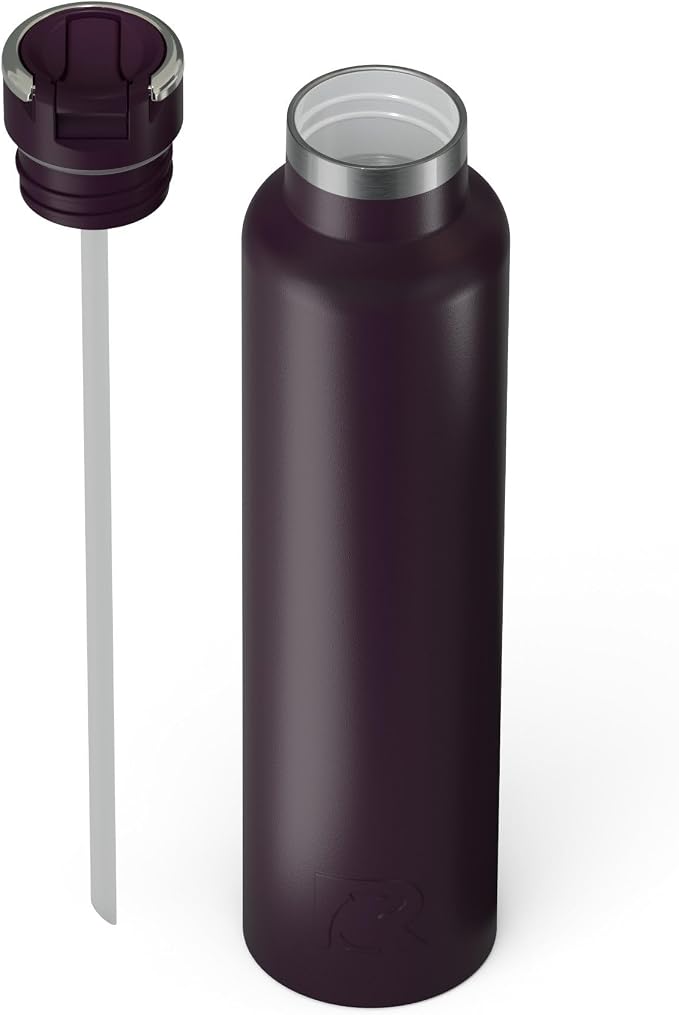RTIC 26oz Journey Water Bottle Ceramic Lined Metal Stainless Steel Vacuum Insulated, BPA Free, Reusable, for Water, Hot and Cold Drinks, Travel, Sports, Camping, Plum