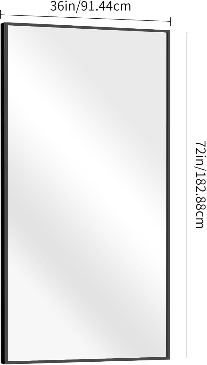 BONEWEI Bathroom Mirror,72x36 inch Bathroom Mirrors for Over Sink,Large Wall Mirror for Bathroom Wall Mounted Rectangle Mirrors,Black Vanity Mirror for Living Room,Bedroom Entryway,Horizontal/Vertical