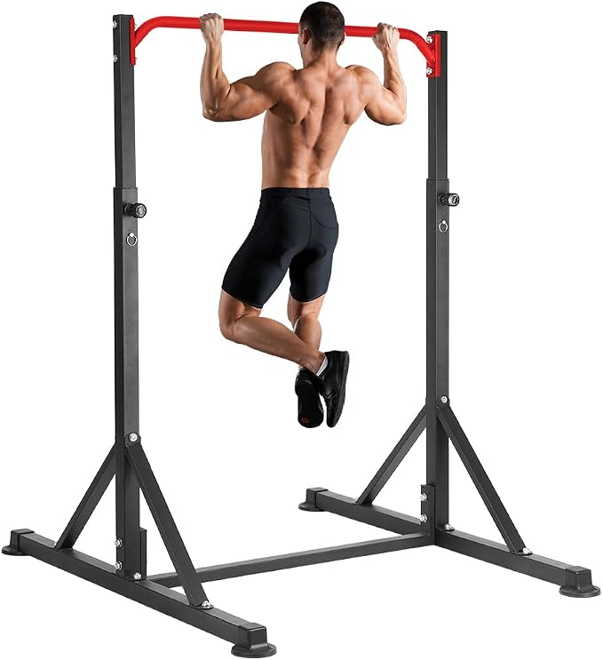 Pull Up Bar Station, Heavy Duty Chin Up Pullup Bars Free Standing Home Gym | 92" Adjustable Height, 440lb Capacity, 39.1" Wide Strength Training hanging Bar for Exercise, Outdoor Indoor Workout Fitness