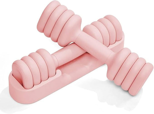 YOTTOY Adjustable Dumbbell Set of 2, 4-in-1 Hand Weights for Women at Home, Compact Free Weights Dumbbells Set with Soft Grip and Base, 2-5 lbs Each for Home Gym
