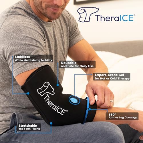 TheraICE Elbow Ice Pack Wrap, Tennis Elbow Brace, Sleeve (S) (Pack of 2)