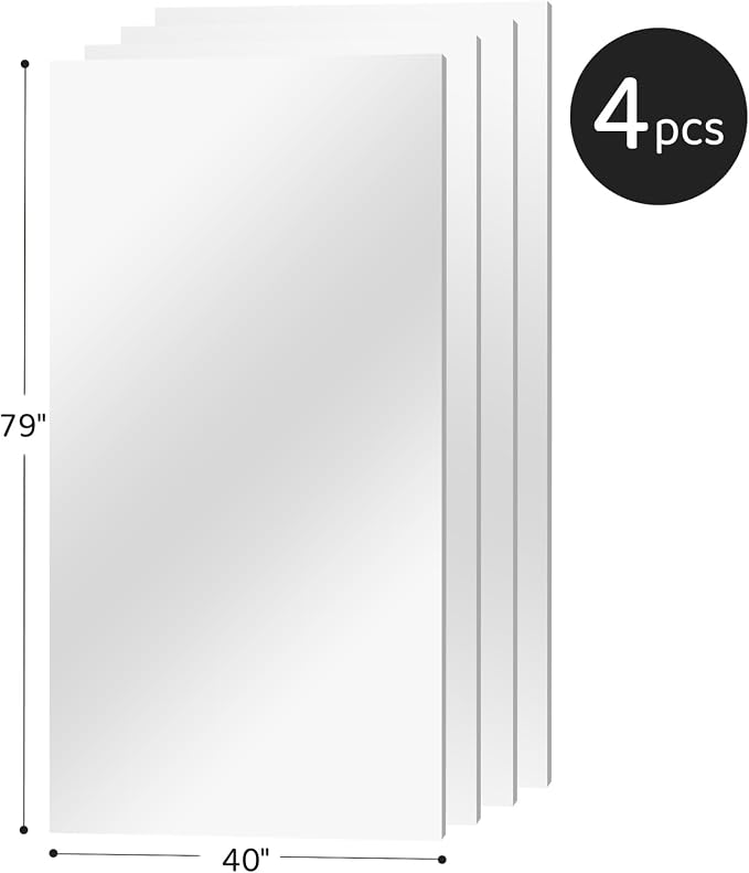 brisafe Gym Mirror, 79"x40" 4-Pack Shatterproof Nano Wall Mirror | Shatterproof Nano Safety Mirror, Lightweight, Reduces ER bills，True Reflection, for Gym & Dance