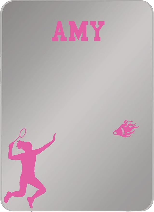 Personalized Sports Player Fan Team Club Locker Mirror Magnet – Back to School Decor, Colorful Magnetic Organizer Accessory for Gym, Home, Office & Refrigerator (Badminton Female)