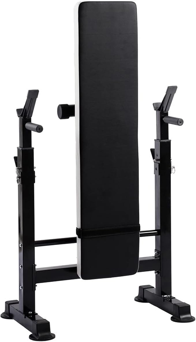 BalanceFrom Steel Weight Bench w/ Squat Rack in Multiple Colors, 400 lb User Capacity - Foldable Home Gym Equipment for Range of Workouts w/ 6-Position Barbell Holder & Adjustable Seat and Recliner
