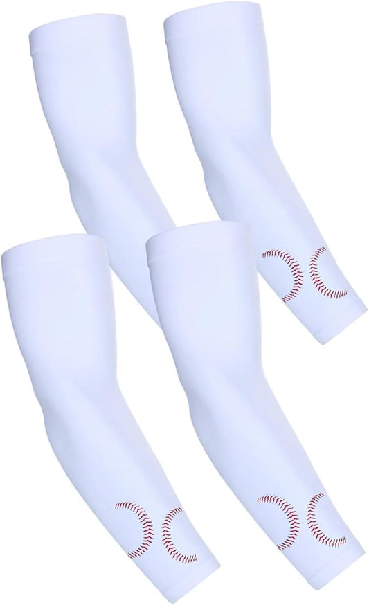 KUHNMARVIN 2 Pairs Arm Sleeves Compression UV Protection Cooling Sun Sleeves Tattoo Cover Up Basketball Arm Sleeves Football