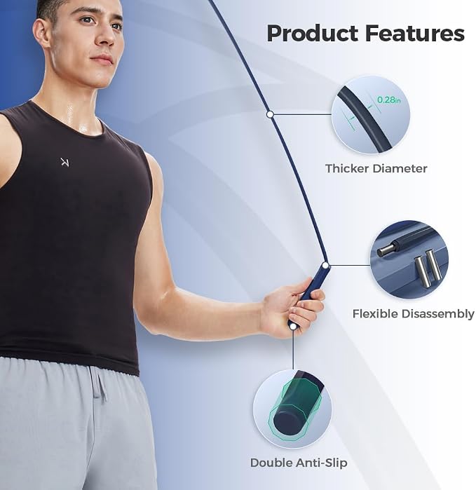 Keep 2-in-1 Weighted Jump Rope for Fitness, Cordless Ropeless Skipping Rope with 65mm Weighted Balls & Adjustable 3M Rope, Indoor Cardio Workout Rope for Home Gym, Men & Women