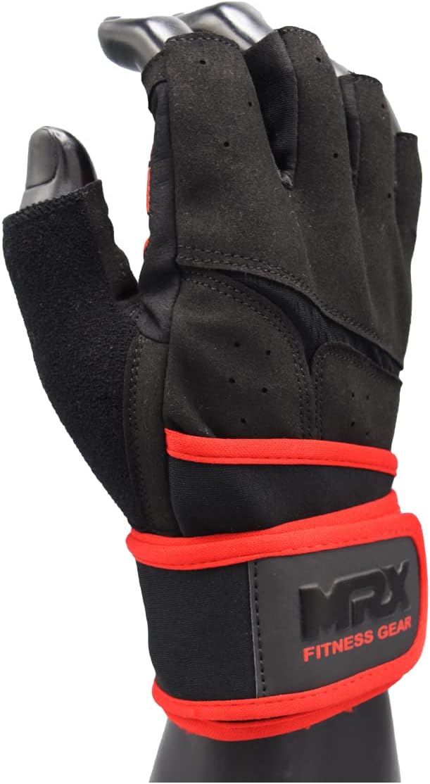 MRX Weightlifting Gloves for Men Workout Gloves Mens Wrist Support Lifting Gloves Male Gym Gloves | Workout Gym Accessories for Men Weight Lifting Fingerless Gym Exercise for Powerlifting