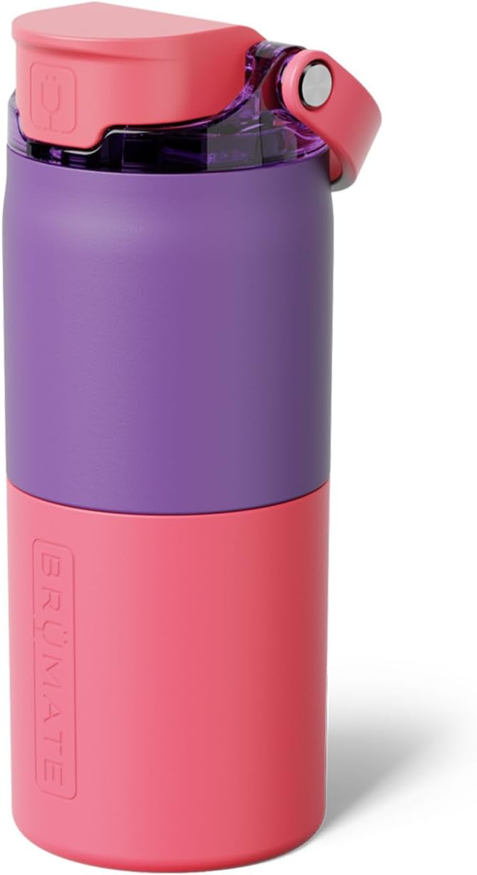 BrüMate Rise 18oz Water Bottle with Covered Silicone Straw | 100% Leakproof Insulated Kids Water Bottle | Cup Holder Friendly Base | 18oz (Aurora)