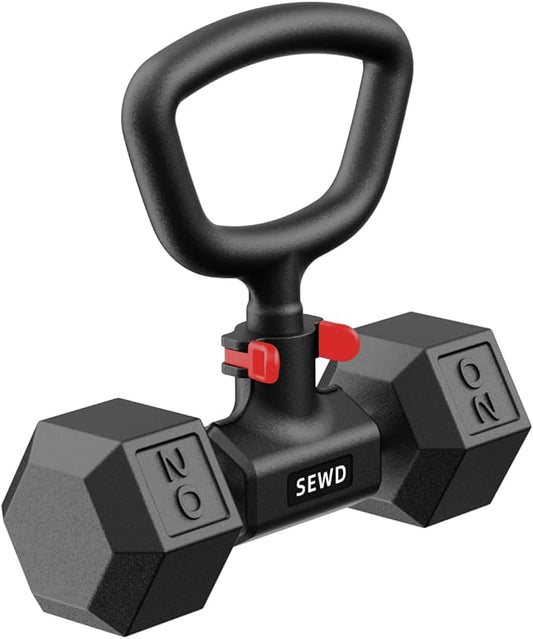 Dumbbell Kettlebell Converter – Turn Dumbbells into Kettlebell for Workouts | Adjustable Weights Up to 110LB Capacity - 90-Degree Rotating Handle