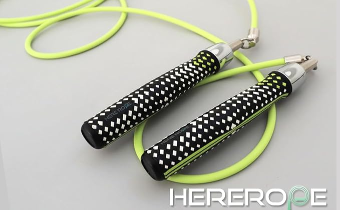 HEREROPE 1/4LB Weighted Jump Rope for Speed, Cardio, Boxing & Workout, Skipping Rope with Ball-bearing, Comfortable & Ergonomic Grip, Tangle Free Cable, Jump Ropes for Men Women Fitness