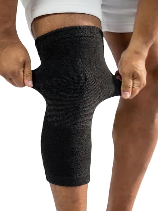 Bamboo Knee Sleeves, 2-Pack Knee Compression Sleeve Women Men Elastic Warm Slip-on Recovery Knee Brace for Arthritis Knee Pain
