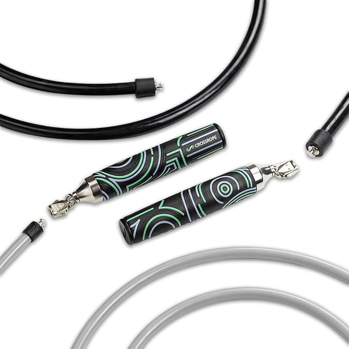 Crossrope Get Strong Weighted Jump Rope Set for Strength | Power Handles with 1 and 2 lb weighted ropes to build power and endurance. Designed for full-body, strength-focused workouts.